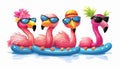 Adorable Flamingo Cartoon Posse Vector Illustration for Creative Projects Royalty Free Stock Photo