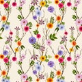 Adorable floral wallpaper, seamless pattern with summer flowers