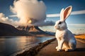 Adorable Fluffy Bunny in the Glow of the Sun. Generated by AI Royalty Free Stock Photo