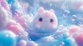 Adorable Fluffy Kitten in a Pastel Bubble Bath Royalty Free Stock Photo