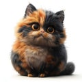 Adorable Fluffy Tortoiseshell Cat with Big Eyes. Generative ai