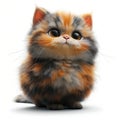 Adorable Fluffy Tortoiseshell Cat with Big Eyes. Generative ai