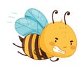 Adorable flying funny honey bee cartoon vector illustration