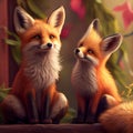 Adorable foxes, 3D