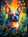 Adorable French Bulldog in the Forest Painting.