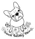 Adorable French Bulldog Mom with Flowers, Blooming Frenchie Mama