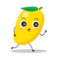 Adorable and fun running yellow mango character Royalty Free Stock Photo