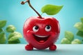 Adorable Funny cherry character. Smiling fruit art