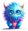 Adorable furry monster with big light blue eyes Royalty Free Stock Photo