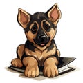 Adorable German Shepherd Cartoon Illustration for Toddler Book AI Generated Royalty Free Stock Photo