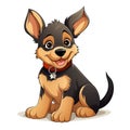 Adorable German Shepherd Cartoon Illustration for Toddler Book AI Generated