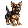 Adorable German Shepherd Cartoon Illustration for Toddler Book AI Generated Royalty Free Stock Photo