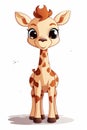 Adorable giraffe cartoon character isolated on a white background, cute and charming illustration