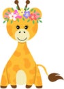 Adorable giraffe with wreath floral on head