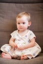 Adorable girl in a dress with butterflies Royalty Free Stock Photo