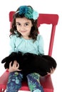 Adorable girl holding a black lab puppy Royalty Free Stock Photo