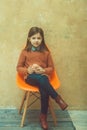 Adorable girl holding pink piggy bank Royalty Free Stock Photo