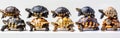 Adorable Greek Tortoise Collection - White Isolated - AI Panoramic Banner