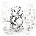 Adorable Groundhog With Backpack: A Character-driven Adventure Sketch