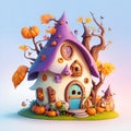 The Adorable Halloween Hideaway vibrant colors. Generative Ai