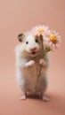 Adorable Hamster: The Perfect Model with a Flower and a Smile on