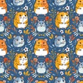 Adorable Hamsters and Wildflowers Pattern Design