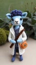 Adorable handmade crochet knitted wool doll illustration AI Generated