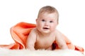 Adorable happy baby in colorful towel Royalty Free Stock Photo