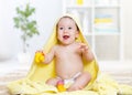 Adorable happy baby girl in towel Royalty Free Stock Photo
