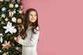 Little child girl holding lollipop candy cane Royalty Free Stock Photo