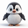 Adorable Hatched Penguin Unreal Engine Rendered Caricature With Intense Emotional Expression