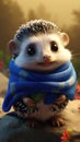 Adorable Hedgehog Wearing Polka Dot Headband with Big Blue Eyes AI Generated