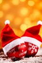 Adorable holiday tree ornaments with santa hats