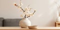 Adorable ikebana flowers in flower vase generative AI