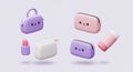 Cute AI-Generated Makeup Bags Royalty Free Stock Photo