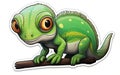 Adorable Infant Chameleon Sticker on a Clean White Background. Generated AI
