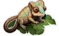 Adorable Infant Chameleon Sticker on a Clean White Background. Generated AI