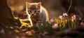 Adorable and inquisitive kitten joyfully explores the captivating beauty of nature s wonders