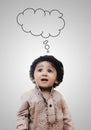 Adorable Intelligent Little Boy Thinking Empty Cloud - Chalk Boa