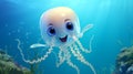 Adorable Jellyfish Swim in the Azure Ocean Depths: A Kid-Friendly, Full Illustration