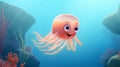 Adorable Jellyfish Underwater Scene: A Bright and Cheerful Kid\'s Illustration in Full Color