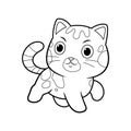 Adorable Kawaii Bengal Cat Cartoon Animal Illustration BW