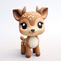 Adorable Kawaii Deer Figurine With Big Eyes - Charming 3d Clay Sculpture