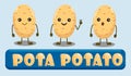 Adorable kawaii potato character of pota potato illustration