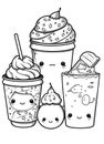 Adorable Kawaii style food coloring page ai generated
