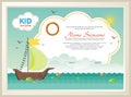 Adorable kid diploma with nature landscape