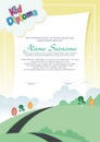 Adorable kid diploma with nature landscape