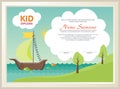 Adorable kid diploma with nature landscape