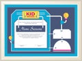 Adorable kid diploma with Technology construction