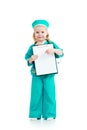 Kid doctor with empty clipboard